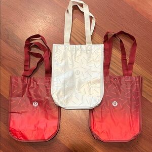 lululemon athletica Red and Cream small Tote Trio